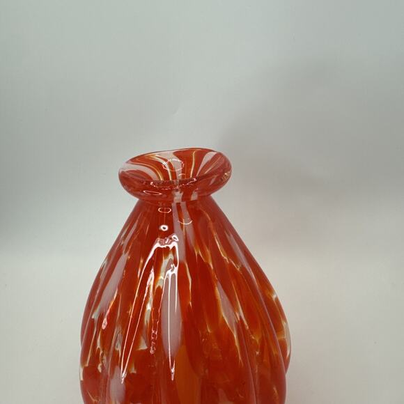 Red Orange Hand Blown Art Glass 7" Decorative - Picture 2 of 7